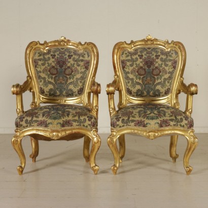 Paar vergoldete Sessel Italien 19. Jahrhundert
