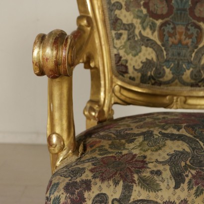 Pair of Gilded Armchairs Italy 19th Century