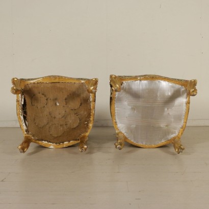 Pair of Gilded Armchairs Italy 19th Century