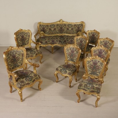 Pair of Gilded Armchairs Italy 19th Century