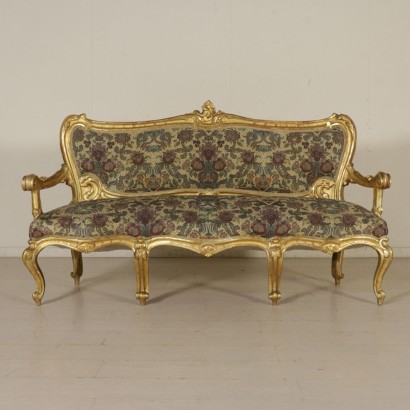 Three Seater Gilded Sofa Italy 19th Century