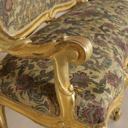 Three Seater Gilded Sofa Italy 19th Century