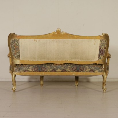 Three Seater Gilded Sofa Italy 19th Century