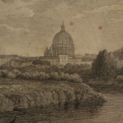 Veduta della Chiesa di S.Pietro di Roma dalla parte di Ponte Molle-particolare