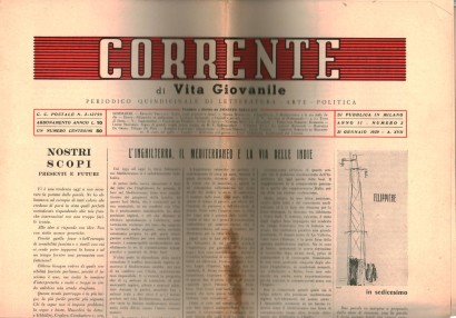 Corrente di Vita Giovanile, periodico quindicinale di Letteratura, Arte, Politica Anno II, n. 2, 31 Gennaio 1939