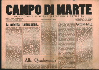 Campo di Marte Quindicinale di azione letteraria e artistica Anno II n. 10 1-15 Giugno 1939