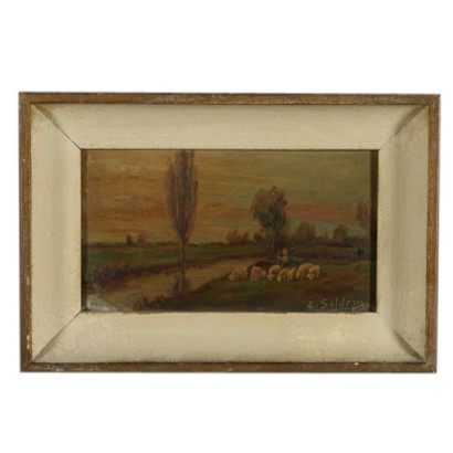 Erminio Soldera (1874-1955), Landscape with flock