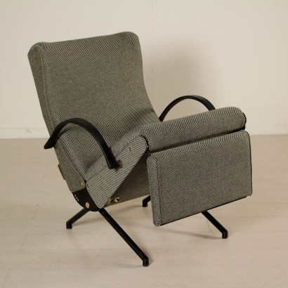 Armchair Designed by Osvaldo Borsani Metal Fabric Vintage Italy 1950s