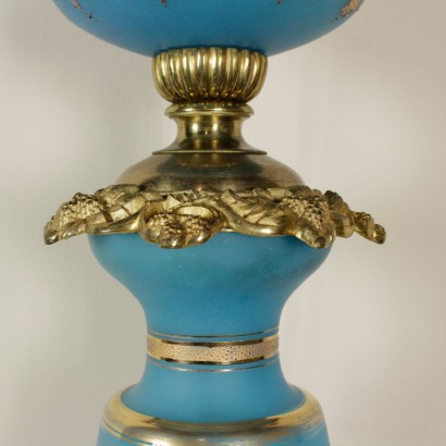 Table Lamp Opaline Glass Gilded Bronze Glazed Crystal Germany End 1800 - Early 1900