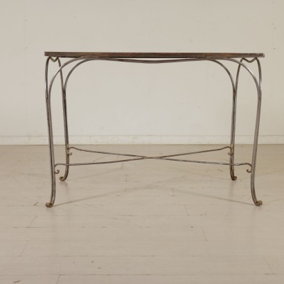 Table Raw Wrought Iron Glass Top Vintage Italy 1960s