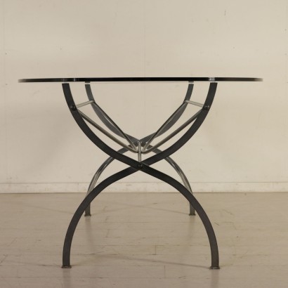 modernariato, modernariato di design, tavolo, tavolo modernariato, tavolo di modernariato, tavolo italiano, tavolo vintage, tavolo anni 70-80, tavolo design anni 70-80, tavolo con base in metallo.