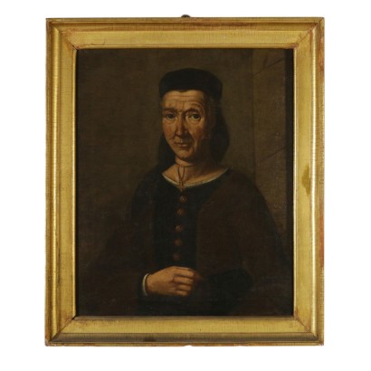 Antique peinture-Portrait de Vieille femme