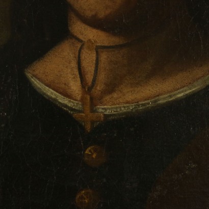 Antique painting-Portrait of Old woman-detail