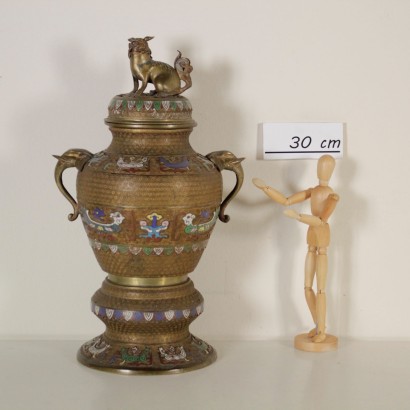 Antiquitäten, Vase, antike Vase, antike Vase, antike italienische Vase, antike Vase, klassizistische Vase, Vase 900, Cloisonné-Vase.