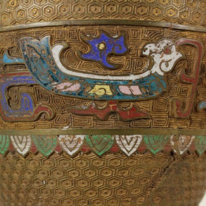 Antiquitäten, Vase, antike Vase, antike Vase, antike italienische Vase, antike Vase, klassizistische Vase, Vase 900, Cloisonné-Vase.