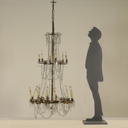 Chandelier Two tiers With Glass Drops