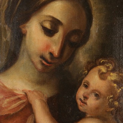 Pintura antigua-Virgen con el Niño-detalle