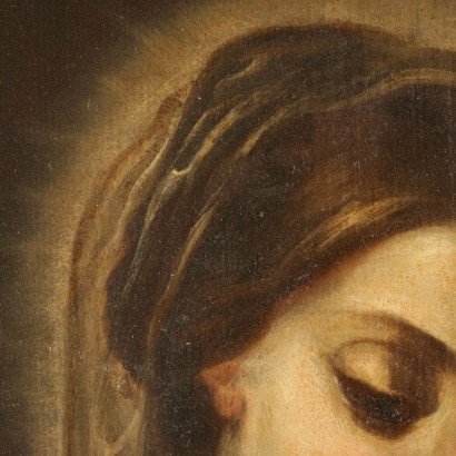 Pintura antigua-Virgen con el Niño-detalle