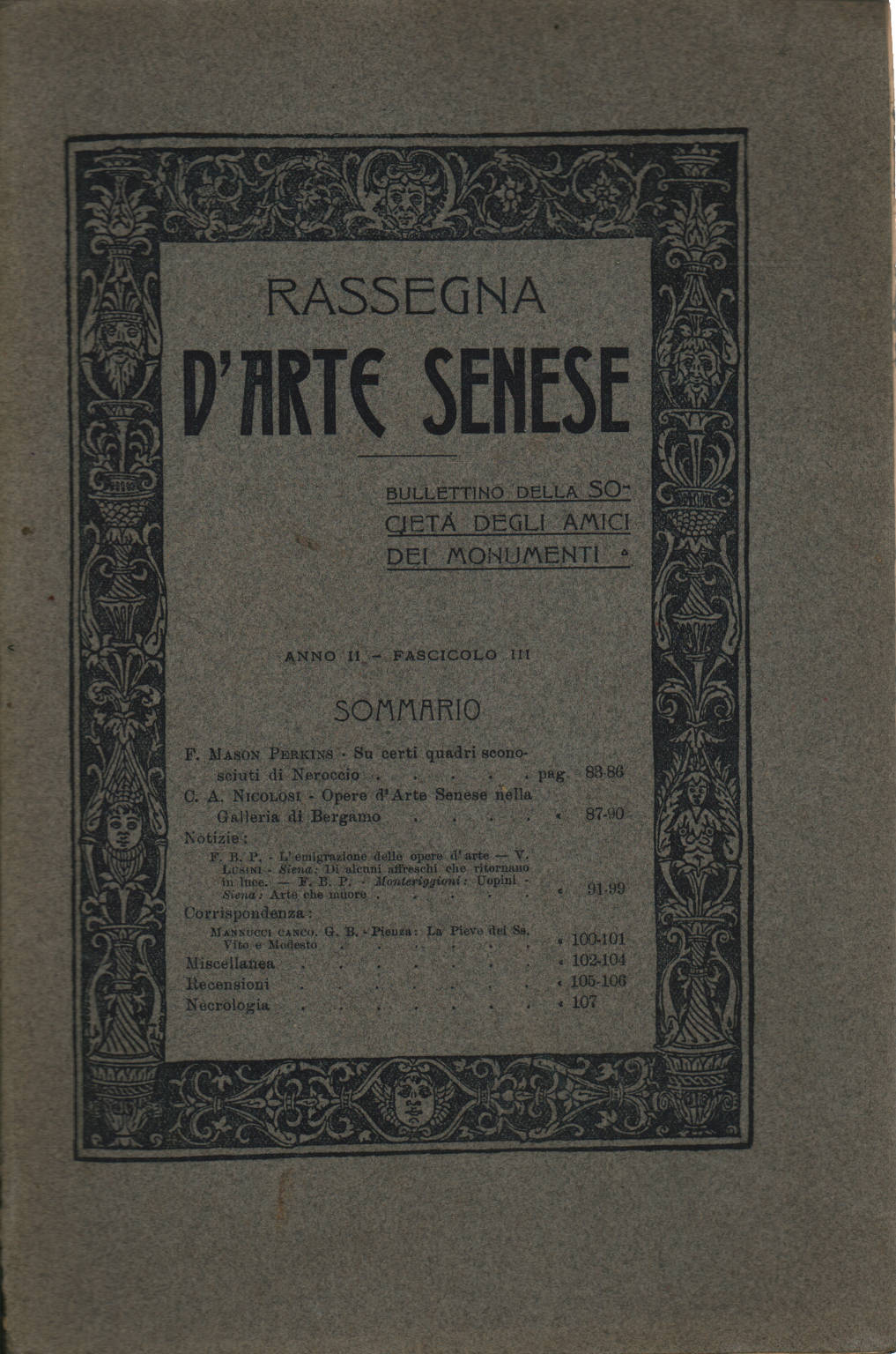 Revue d'art de Sienne Année II Fasc. Moi 1906, AA.VV.
