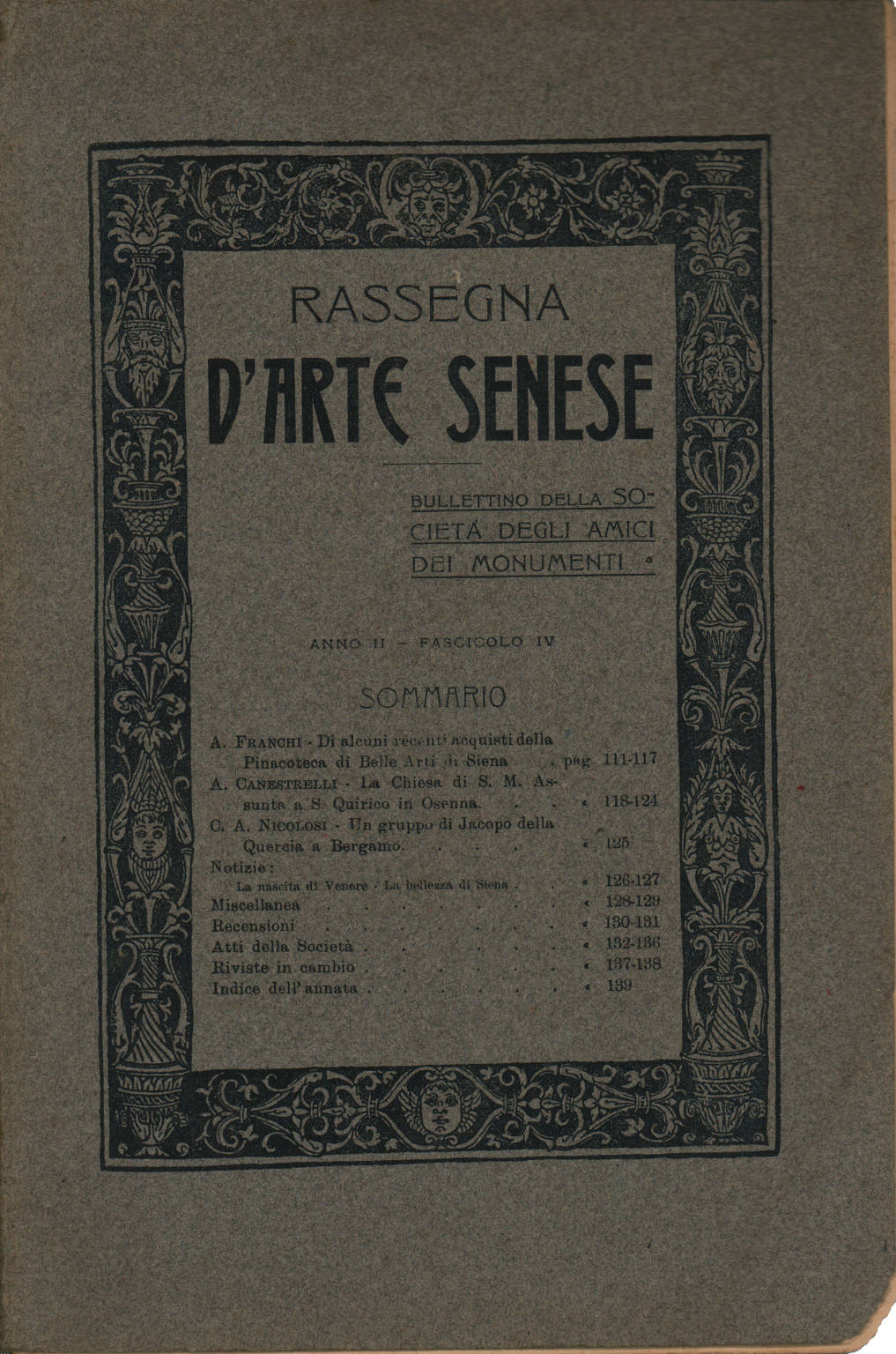 Revue d'art de Sienne Année II Fasc. IV 1906, AA.VV.