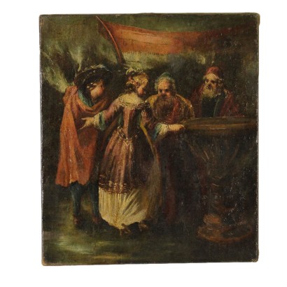 Pittura Antica-Scena con personaggi, del XVII secolo