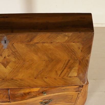 Drop-Leaf Secretaire Walnut Olive Liguria Italy Mid 18th Century