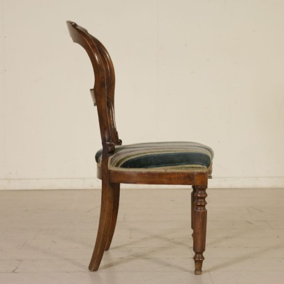 Set of Five Walnut Chairs Italy Second Half of 1800