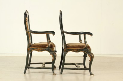 antigüedad, silla, sillas antiguas, silla antigua, silla italiana antigua, silla antigua, silla neoclásica, silla 900, par de sillones lacados.