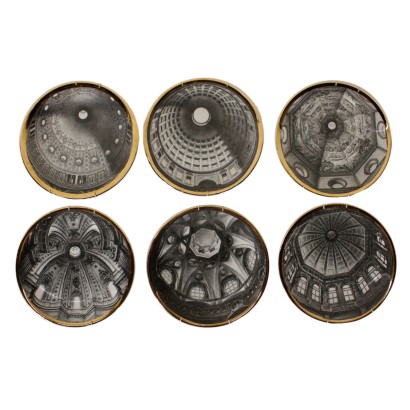 modernes, modernes Design, Teller, moderner Teller, moderner Teller, italienischer Teller, Vintage Teller, 60-70er Teller, 60-70er Design Teller, Tellergruppe, Piero Fornasetti Teller, Cupole d'Italia.