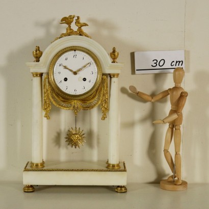 Table Clock Gilded Bronze Marble Italy Late 1700s-Early 1800s