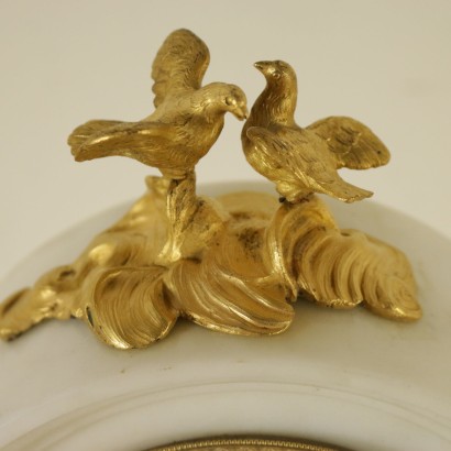 Table Clock Gilded Bronze Marble Italy Late 1700s-Early 1800s