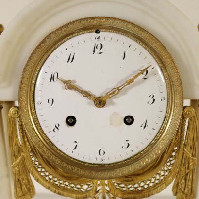 Table Clock Gilded Bronze Marble Italy Late 1700s-Early 1800s