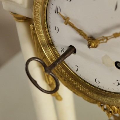 Table Clock Gilded Bronze Marble Italy Late 1700s-Early 1800s