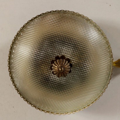 Lustre Laiton Verre Depolì Fabriqué en Italie Années 50