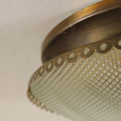 Lustre Laiton Verre Depolì Fabriqué en Italie Années 50