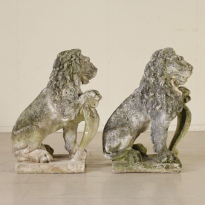 antiquités, statues, statues antiques, statues antiques, statues antiques italiennes, statue antique, statue néoclassique, statue 20ème siècle, couple de lions.