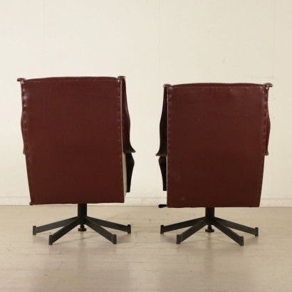 Pair of Swivel Armchairs Leatherette Metal Vintage Italy 1960s