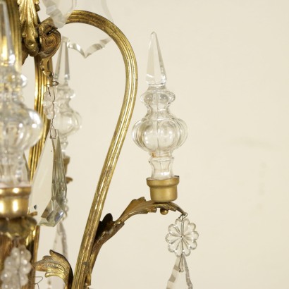 Large Chandelier Gilded Bronze Crystal Italy First Half of 1900s