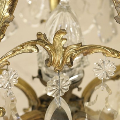 Large Chandelier Gilded Bronze Crystal Italy First Half of 1900s