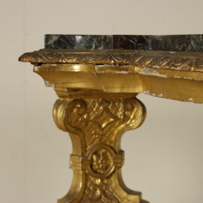 Console with Marble Gilded Wood First Quarter of 1700s