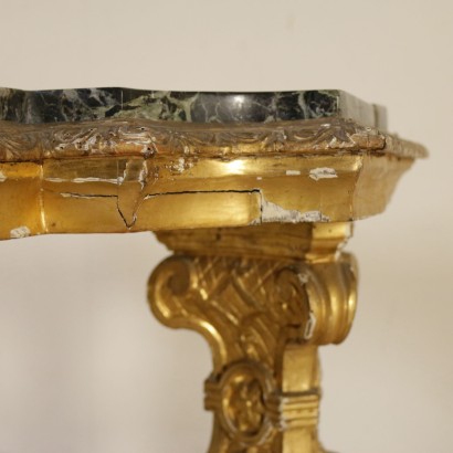 Console with Marble Gilded Wood First Quarter of 1700s