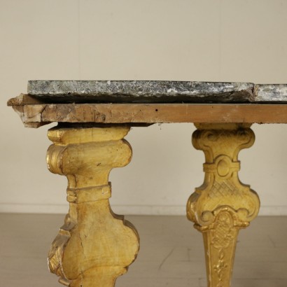 Console with Marble Gilded Wood First Quarter of 1700s