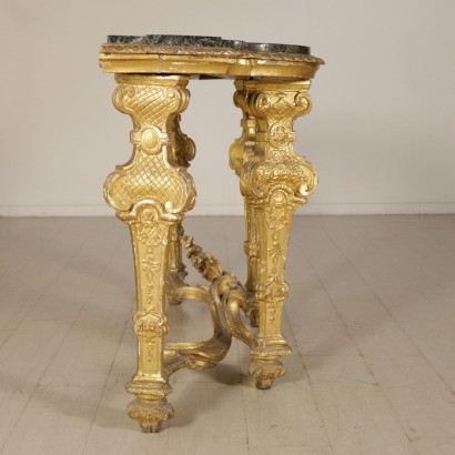 Console with Marble Gilded Wood First Quarter of 1700s