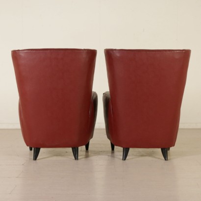 Pair of Armchairs Leatherette Upholstery Vintage Italy 1950s
