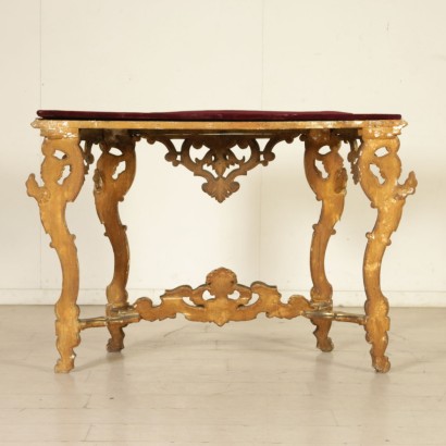 Gilded Console Table Baroque Manufactured in Italy Mid 1800s