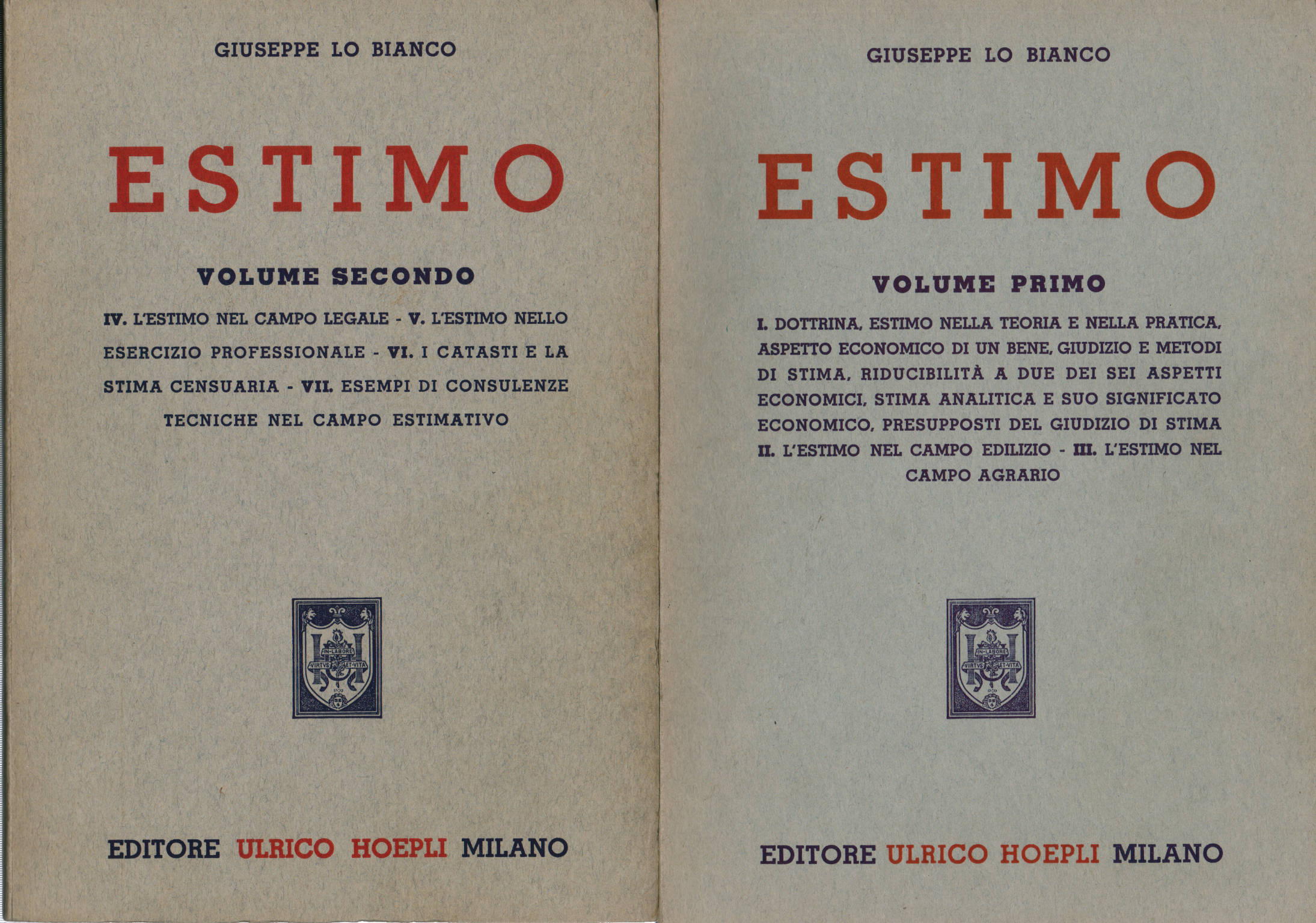 Estimo (2 Volumi), Giuseppe Lo Bianco