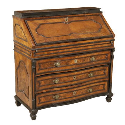 Elegant Lombard Drop-Leaf Secretaire Walnut Italy Mid 1700s