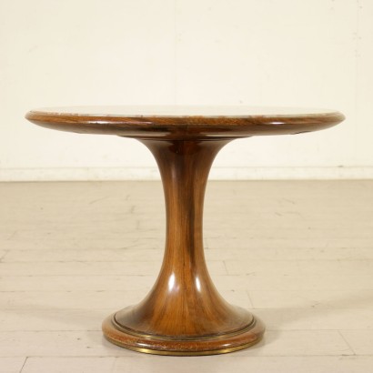Coffee Table Walnut Brass Marble Vintage Italy 1950s