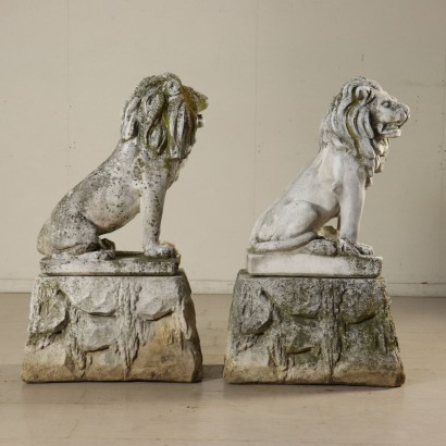 antiquités, statues, statues antiques, statues antiques, statues antiques italiennes, statue antique, statue néoclassique, statue 20ème siècle, couple de lions.