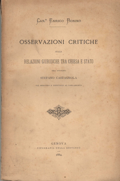 Osservazioni critiche sulle relazioni giuridiche t, Enrico Bonino